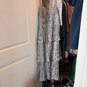 Lulu's Light Blue Floral Tiered Midi Dress